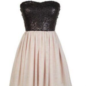 dELiA*s strapless dress w/ blk sequin top/lt pink tulle skirt sz XL (juniors')